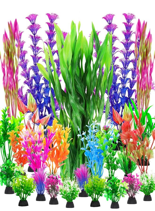 CousDUoBe Fish Tank Decorations Plants, 25pcs Plastic Plants Decorations Fish Tank Accessories Aquarium Decor Plastic Plants - Image 1
